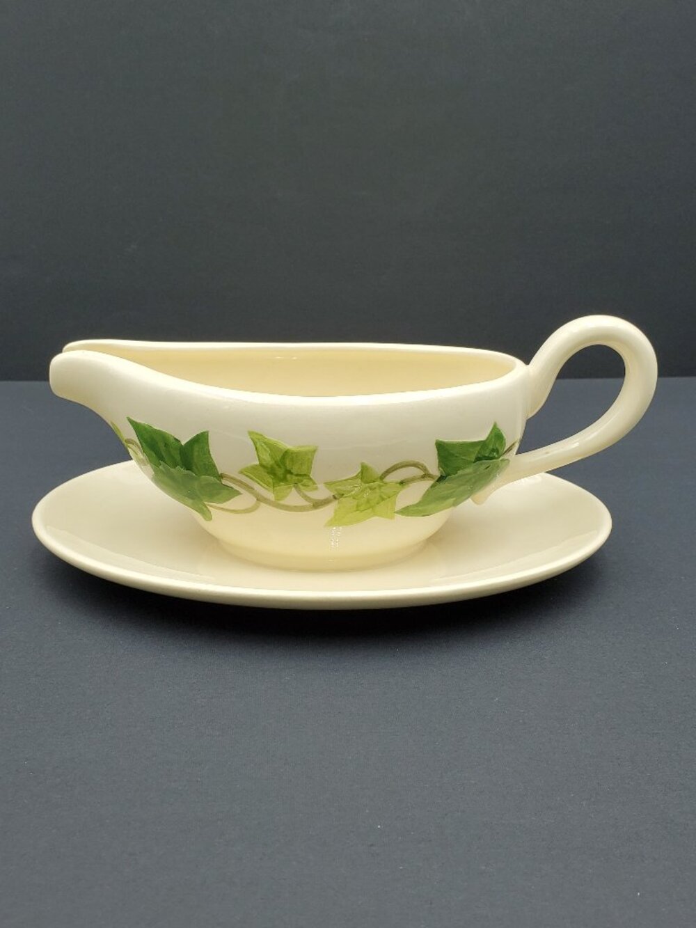 Franciscan Ivy Gravy Boat with Attached Underplate Vintage Ivy Sauce Server